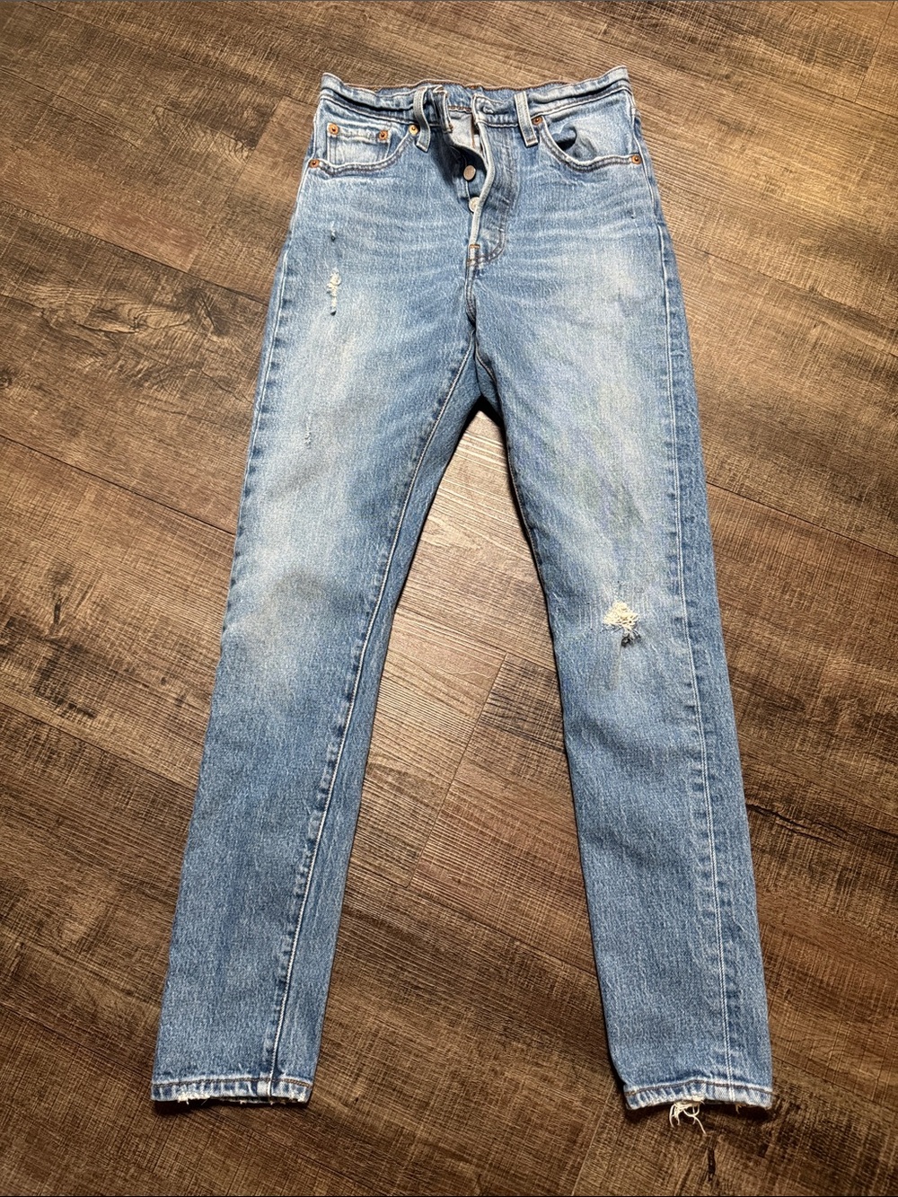 Light Wash Distressed High-Rise Jeans